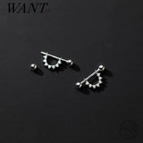 925 Silver Punk Zircon Piercing Beads Stud Earrings Rock Jewelry