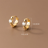 925 Silver Irregular Texture Zircon Beads Ear Bone Gothic Hoop Earrings
