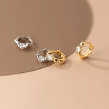 925 Silver Irregular Texture Zircon Beads Ear Bone Gothic Hoop Earrings