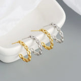 925 Silver Punk Chain Stud Earrings Hip Hop Gothic French Jewelry