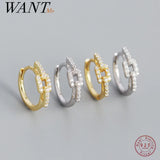 925 Silver Zircon Circle Earrings Punk Hip Hop Gothic Party Jewelry