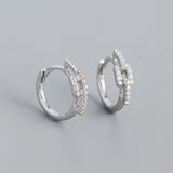 925 Silver Zircon Circle Earrings Punk Hip Hop Gothic Party Jewelry