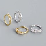 925 Silver Zircon Circle Earrings Punk Hip Hop Gothic Party Jewelry