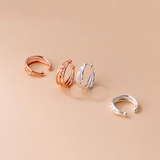 925 Silver Multi-layered Ear Clip Earrings