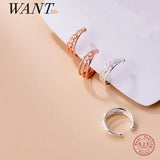 925 Silver Multi-layered Ear Clip Earrings