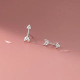 925 Silver Zircon Arrow Stud Earrings Punk Gothic Style