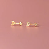 925 Silver Zircon Arrow Stud Earrings Punk Gothic Style