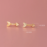 925 Silver Zircon Arrow Stud Earrings Punk Gothic Style