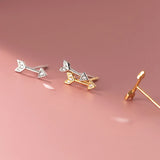 925 Silver Zircon Arrow Stud Earrings Punk Gothic Style
