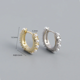 925 Silver Punk Spike Pearl Huggie Stud Earrings