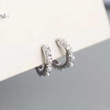 925 Silver Punk Spike Pearl Huggie Stud Earrings