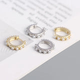 925 Silver Punk Spike Pearl Huggie Stud Earrings