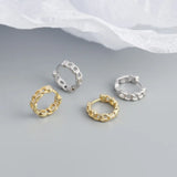 925 Silver Punk Rock Twist Huggie Earrings for Women Goth Hip Hop Unisex