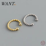 925 Silver Twist Circle Ear Clip Hoop Earrings