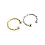 925 Silver Twist Circle Ear Clip Hoop Earrings