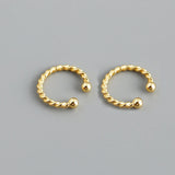 925 Silver Twist Circle Ear Clip Hoop Earrings
