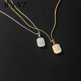 925 Silver Zircon Square Letter Pendant Necklace Punk Rock Party Jewelry