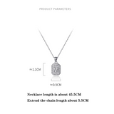 925 Silver Zircon Square Letter Pendant Necklace Punk Rock Party Jewelry