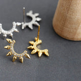 925 Silver Punk Spike Rivets Stud Earrings Gothic Bohemian Jewelry