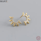925 Silver Punk Spike Rivets Stud Earrings Gothic Bohemian Jewelry