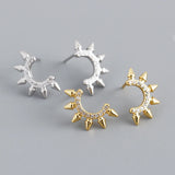 925 Silver Punk Spike Rivets Stud Earrings Gothic Bohemian Jewelry