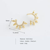 925 Silver Punk Spike Rivets Stud Earrings Gothic Bohemian Jewelry