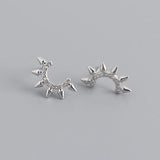 925 Silver Punk Spike Rivets Stud Earrings Gothic Bohemian Jewelry
