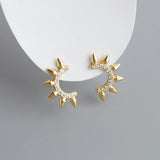 925 Silver Punk Spike Rivets Stud Earrings Gothic Bohemian Jewelry