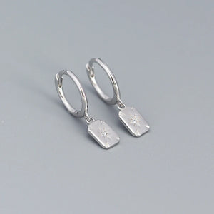 925 Silver Punk Square Light Star Dangle Earrings for Women