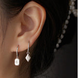 925 Silver Punk Square Light Star Dangle Earrings for Women