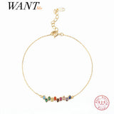 925 Silver Rainbow Zircon Charm Bracelet for Women