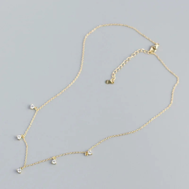 925 Silver Rock Pendant Zircon Necklace for Women