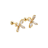 925 Silver Bow Zirconia Spiral Stud Earrings