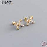 925 Silver Bow Zirconia Spiral Stud Earrings
