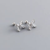 925 Silver Bow Zirconia Spiral Stud Earrings