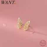 925 Silver Butterfly Stud Earrings Sweet Party Wedding Jewelry Gift