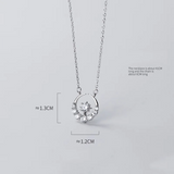 925 Silver Romantic CZ Star Moon Pendant Necklace