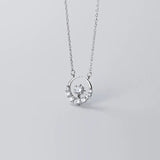 925 Silver Romantic CZ Star Moon Pendant Necklace
