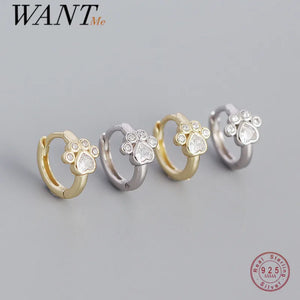 925 Silver Cat Claw Zircon Stud Earrings Bohemia Piercing Jewelry