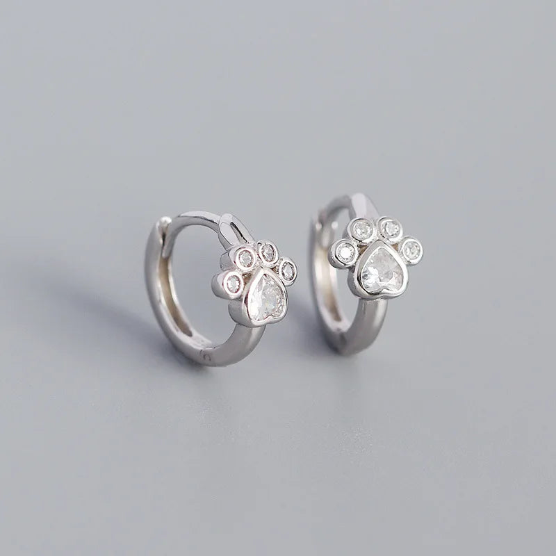 925 Silver Cat Claw Zircon Stud Earrings Bohemia Piercing Jewelry