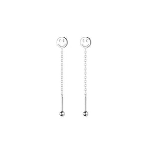 925 Silver Chain Tassel Smiley Earrings Punk Goth Jewelry
