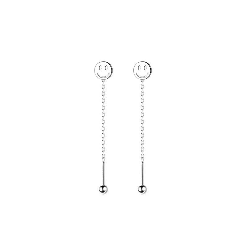 925 Silver Chain Tassel Smiley Earrings Punk Goth Jewelry