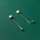 925 Silver Chain Tassel Smiley Earrings Punk Goth Jewelry