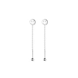 925 Silver Chain Tassel Smiley Earrings Punk Goth Jewelry
