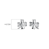 925 Silver Clover Stud Earrings Zircon Jewelry