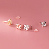 925 Silver Clover Stud Earrings Zircon Jewelry