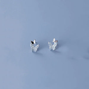 925 Silver Zircon Butterfly Stud Earrings for Women