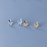 925 Silver Zircon Butterfly Stud Earrings for Women