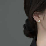 925 Silver Zircon Butterfly Stud Earrings for Women