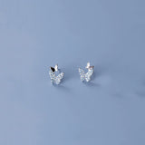 925 Silver Zircon Butterfly Stud Earrings for Women